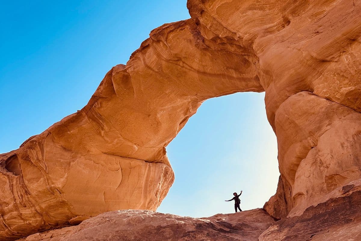 Competition photograph of a rock arch in Wadi Rum, Jordan